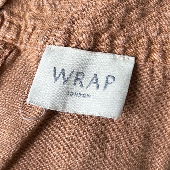 Wrap London 100% Linen Jumpsuit Size 16 Burnt Orange Dungarees Pockets Wide Leg - Picture 8 of 9